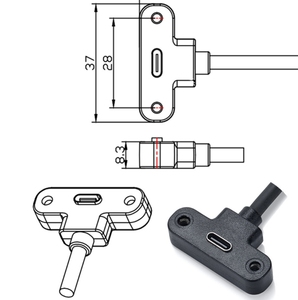 0.3m 3A T nero a forma di USB C cavo di montaggio a gomito tipo C maschio a femmina cavo di prolunga USB con blocco a vite - Product Image 4