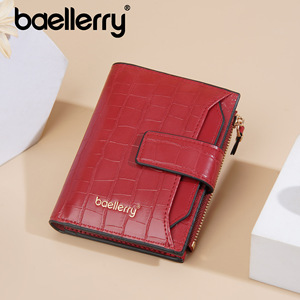 กระเป๋าสตางค์สั้นผู้หญิง Baellerry ลายจระเข้สีแดง กระเป๋าใส่เหรียญแบบซิป ขนาดเล็ก ใช้ได้ทุกวัน - Product Image 1