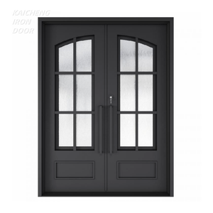 Vente chaude Personnalisé Classique Carré Top Verre Fer Forgé Double Extérieur <span class=keywords><strong>Porte</strong></span> <span class=keywords><strong>D</strong></span>'<span class=keywords><strong>entrée</strong></span> Principale Grill Designs - Product Image 5