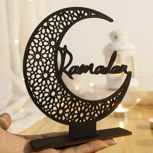DAMAI Wholesale Eid Mubarak Decor Muslim Decorative <b>Star</b> Moon <b>Lights</b> Ornaments Hollow Wooden Crafts for Bedroom Wall Decor - Product Image 3