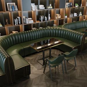 Conjunto de Sillas y Sofá Seccional de Cuero Estilo Retro con Mesa para Muebles de Restaurante Comercial, Cafetería, Bistro, Proyectos Hoteleros - Product Image 3
