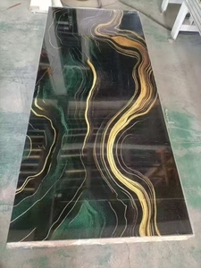 แผ่นผนังพีวีซี3D คลาสสิกทันสมัยหินอ่อนทางเลือกสูงมันวาวกันน้ำแผ่นหินอ่อน UV มีลวดลายเรขาคณิตและดอกไม้ - Product Image 4