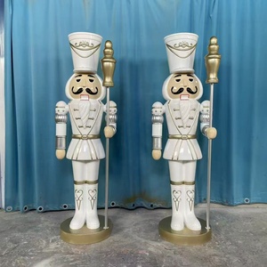 Escultura de <span class=keywords><strong>Cascanueces</strong></span> Azul Pastel, Estatua de <span class=keywords><strong>Cascanueces</strong></span> Grande de Fibra de Vidrio, Soldado Real para Decoración Navideña de Ventanas - Product Image 5
