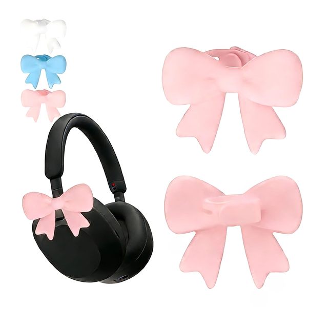 Bow Headphone Accessory Cute Bows for Headsets Headset Attachment,Silicone Bow Decor Kawaii Gamer Gifts for Her