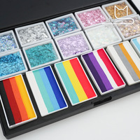Mei Shang Kinder Natürliche Pflanzliche Gesichts- und Körperfarbe Regenbogen-Farbpalette Notizbuch-Set für Halloween-Party