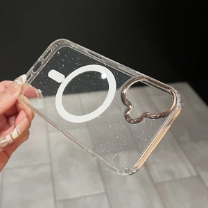เคสโทรศัพท์แบบไร้สายเคลือบหรูหรา ประดับกลิตเตอร์ สำหรับ iPhone 12 13 14 15 16 17 Pro Max Plus  แบบแม่เหล็ก  ใส  วิบวับ  แข็งแรง - Product Image 3