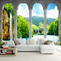 Papier peint Photo personnalisé 3D motif cascade de renard, revêtement Mural sur mesure pour décoration de fond de salon, séjour ou chambre