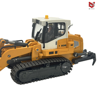 Modèle de bulldozer électrique RC 1/50, jouet en métal, construction, lumière, son, chargeur inclus, télécommande 30m pour garçons - Cadeau de bureau