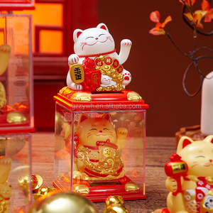 3.5 pouces <span class=keywords><strong>solaire</strong></span> en plastique chat porte-bonheur pour chinois noël nouvel an Feng Shui maison bureau voiture décoration ouverture pendaison de crémaillère - Product Image 6