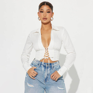 FS11089A blus putih wanita, atasan lengan panjang - Product Image 4