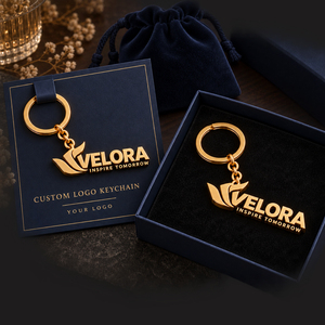 Porte-clés en métal 3D personnalisé avec logo intégré en or, fabrication OEM ODM pour entreprises - Product Image 1