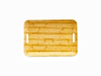 Imprimé personnalisé t incassable rectangle ovale profond nouveau plateau de service en plastique au design bois avec poignées