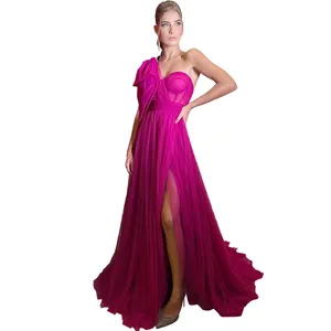 Fashion grace cheap one shoulder evening dress women elegant multiple color custom evening dress for party prom