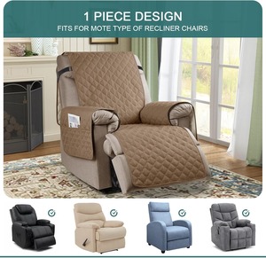 100% 방수 23인치 모던 리클라이너 의자 커버 미끄럼 방지 탄성 밴드 세탁 가능 라운지 시트 애완동물 가구 폴리에스터 무지 - Product Image 4