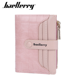 Baellerry Women's Short <b>Wallet</b> Pink Bi-Fold Card <b>Holder</b> With Zipper And Snap Closure For Everyday Use - Product Image 1
