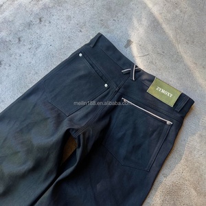 Pantalones Vaqueros Anchos de Cintura Alta con Botones, 100% Algodón, Jeans de Mezclilla Japonesa de Alta Calidad con Borde Crudo, Estilo Baggy para Hombre - Product Image 4
