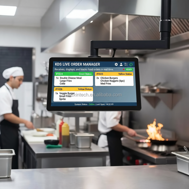 WUXIN 12/15/21/24/27/32 Inch KDS Restaurant POS System GMS Verified EMV Android Menu Tablet NFC Contactless Tap to Pay Terminal