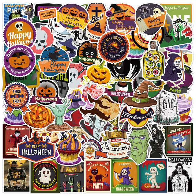 Halloween Waterproof Halloween Graffiti Cartoon Sticker Decorative Vinyl Sticker for Mobile Phones Computers Luggage
