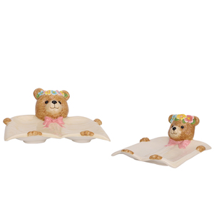 Redeco Graziosa Scatola Portaoggetti in Ceramica a Forma di Orsetto con Ghirlanda Floreale, Vassoio Porta Gioielli, Regalo, Decorazione Personalizzata all'Ingrosso - Product Image 5