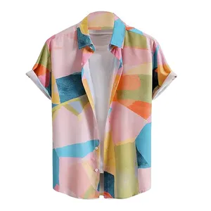 Camicetta camicia Casual con bottone a maniche corte personalizzata hawaiana da uomo