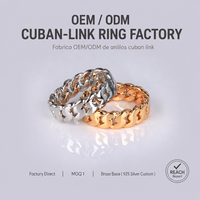 Bague Miami Cuban Link en gros, bague en laiton massif plaqué or, bijoux hip-hop personnalisés pour hommes, bague cubaine massif polie haute brillance