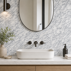 Mosaïque de marbre gris Carrara, mosaïque de marbre Bianco Carrara, mosaïque de marbre Carrara poli, crédence de cuisine en marbre Carrara - Product Image 5