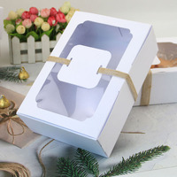 Boîtes en Papier Cartonné Personnalisables avec Logo pour Emballage de Biscuits et Aliments, Coffrets Cadeaux pour Macarons avec Fenêtre Transparente, en Carton Kraft