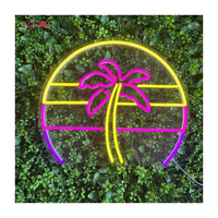 Dropshipping, enseigne au néon personnalisée avec palmier, montagne et coucher de soleil, pour la décoration murale de restaurant, lumières au néon LED