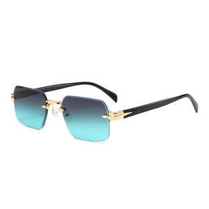 Lunettes <span class=keywords><strong>de</strong></span> soleil rectangulaires tendance rétro en alliage avec logo personnalisé 2026, protection UV400, sans monture, dégradées, pour hommes et femmes - Product Image 5