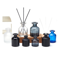 Bouteille de diffuseur de roseaux en verre noir et ambre vide personnalisée 100 ml avec bouchon à vis, impression d'écran de luxe