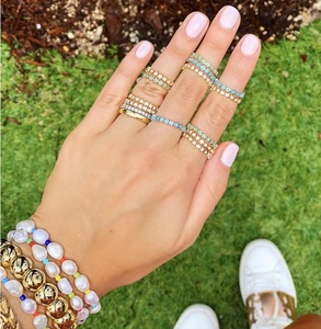 Regalo di natale Christian smalto stella gioielli raffinati all'ingrosso minimo minuscolo <span class=keywords><strong>cinque</strong></span> stelle di fidanzamento con fascia 18K placcato in oro - Product Image 1