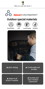 Ensemble de meubles <span class=keywords><strong>en</strong></span> osier d'extérieur tout temps, fauteuil <span class=keywords><strong>en</strong></span> rotin fait à la main, jardin, balcon, patio, auvent, <span class=keywords><strong>lit</strong></span> de jour, <span class=keywords><strong>lit</strong></span> <span class=keywords><strong>en</strong></span> cage à oiseaux, hôtels, salles - Product Image 3