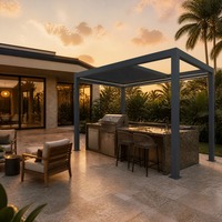 Pergola commerciale rétractable en aluminium, imperméable, pour restaurant, hôtel, terrasse, avec toit à lames motorisées