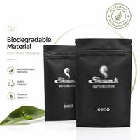 Sacs Mylar biodégradables 3,5g avec logo personnalisé, noirs, anti-UV, à fermeture éclair à l'épreuve des enfants, pour emballage de gommes, herbes et bourgeons floraux