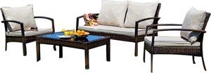 4-Piece Modern Crystal-Design PE <strong>Rattan</strong> Waterproof Lounge Sofa Set Outdoor <strong>Furniture</strong> for Villa &amp; Park Use - Product Image 4
