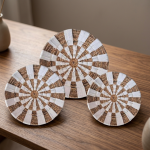 Juego de 3 Cestas Decorativas Modernas de Seagrass del Suroeste, Platos de Pared Tejidos con Rayas y Estrellas, Arte Rústico Hecho a Mano para Colgar - Product Image 2