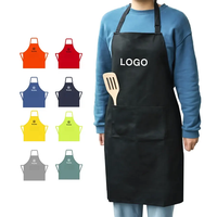 Tablier de cuisine réglable en coton polyester couleur pure noir pour la cuisine homme femme bavoir de jardin pour chef
