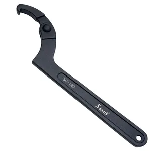 X-SPARK Hook Wrench With Pin, Adjustable, One-time Die Forged, Strong Torque, High Strength, Wear Resistance, Black-Spray