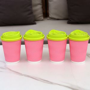 Custom Paper Ripple <b>Cups</b> 16oz 20oz Double Walls <b>Disposable</b> Coffee <b>Cup</b> Hot Drinking <b>Cups</b> Take Away with Lids - Product Image 3