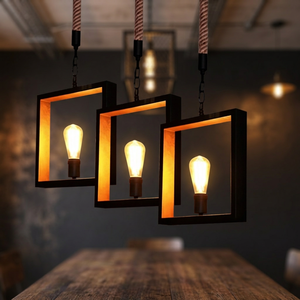 Black Rectangle LED Pendant <b>Light</b> E14 Bulb Base 3500K Warm White Fabric Shade Voice Control Adjustable Height Ra90 <b>Dining</b> - Product Image 3
