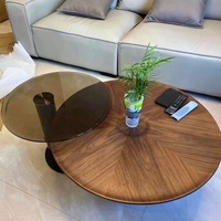 Base de sphère créative moderne de luxe cadre en bois pied en métal Table basse ronde combinaison de Table d'appoint pour salon hôtel Villa