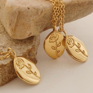 Collar con colgante de acero inoxidable para mujer, collar con colgante de Metal chapado en oro de 18K, flor Rosa Floral para el mes de <span class=keywords><strong>nacimiento</strong></span> - Product Image 6