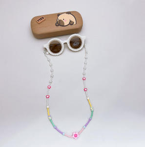 INS Korean New Children's Retro <strong>Sunglasses</strong> with Cute Hanging Neck Glasses Chain Glasses Box 3-Piece Set Sunscreen Tide - Product Image 6