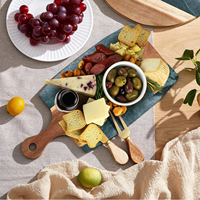 Groene Acacia Houten Marmeren Rechthoekige Snijplank Charcuterieplank Cadeauset Schaakbord Design - Huiswarmingcadeau voor een nieuw huis