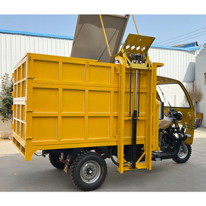 Camion poubelle jaune à trois roues, 6 mètres cubes, auto-chargeant et auto-déchargant, à essence, pour la collecte des déchets municipaux - Product Image 3