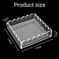 Plateau carré en acrylique festonné avec insert magnétique pour photos, idéal pour la salle de bain et le salon, rangement multifonctionnel classique