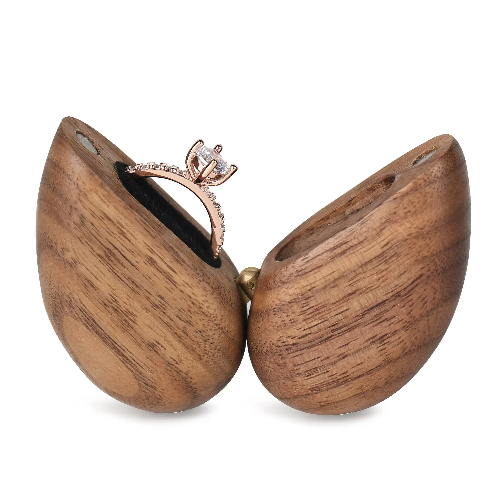 Tùy biến ưa thích bằng gỗ Vòng chủ hình trái tim Walnut gỗ Vòng hộp hiển thị cho món quà