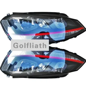Doble U estilo raya roja LED faro DRL Luz de circolazione cion diurna lente bi xenon senal HID para Volk swagen Golf 7 MK7 - Product Image 1