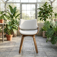 Chaise de salle à manger moderne en bois courbé style Sherpa avec siège rembourré, design minimaliste pour la maison, le bureau et le salon