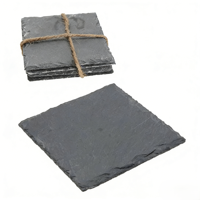 Ensemble de 4 sous-verres carrés en ardoise naturelle écologiques, tapis et coussinets personnalisés pour la maison et la cuisine